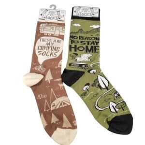 Primitives by Kathy LOL Camping Socks Set of 2, One Size, Funny Outdoor Theme